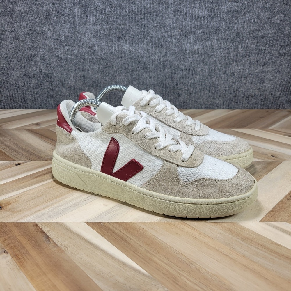 Veja V-10 B-Mesh Sneakers Womens 8.5 White Natural Marsala Low Top Lace Up